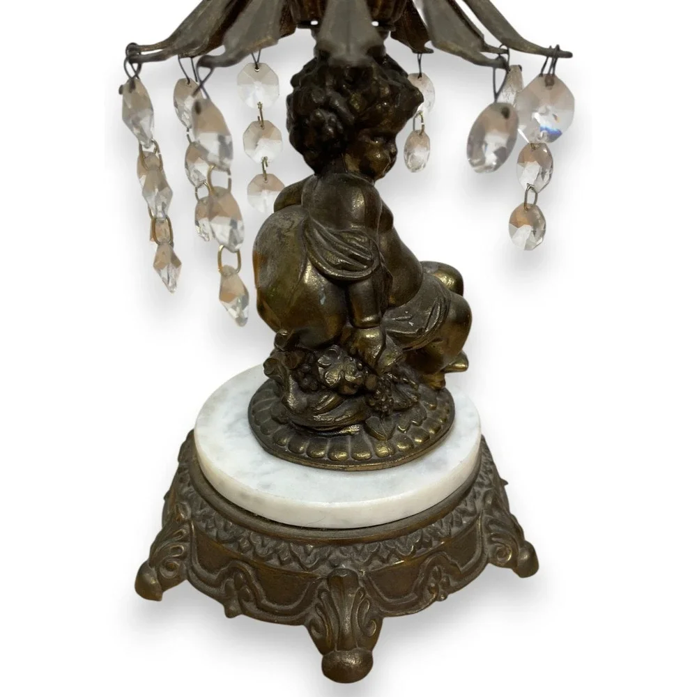 Vintage Loevsky & Loevsky Cherub Brass Table Lamp Base Marble Hollywood Regency